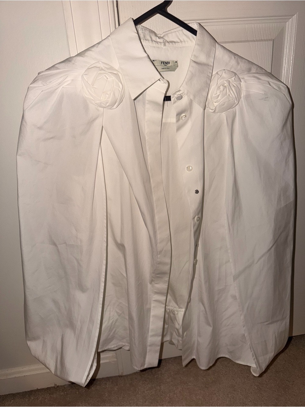 Fendi White Button Down Cape Shirt